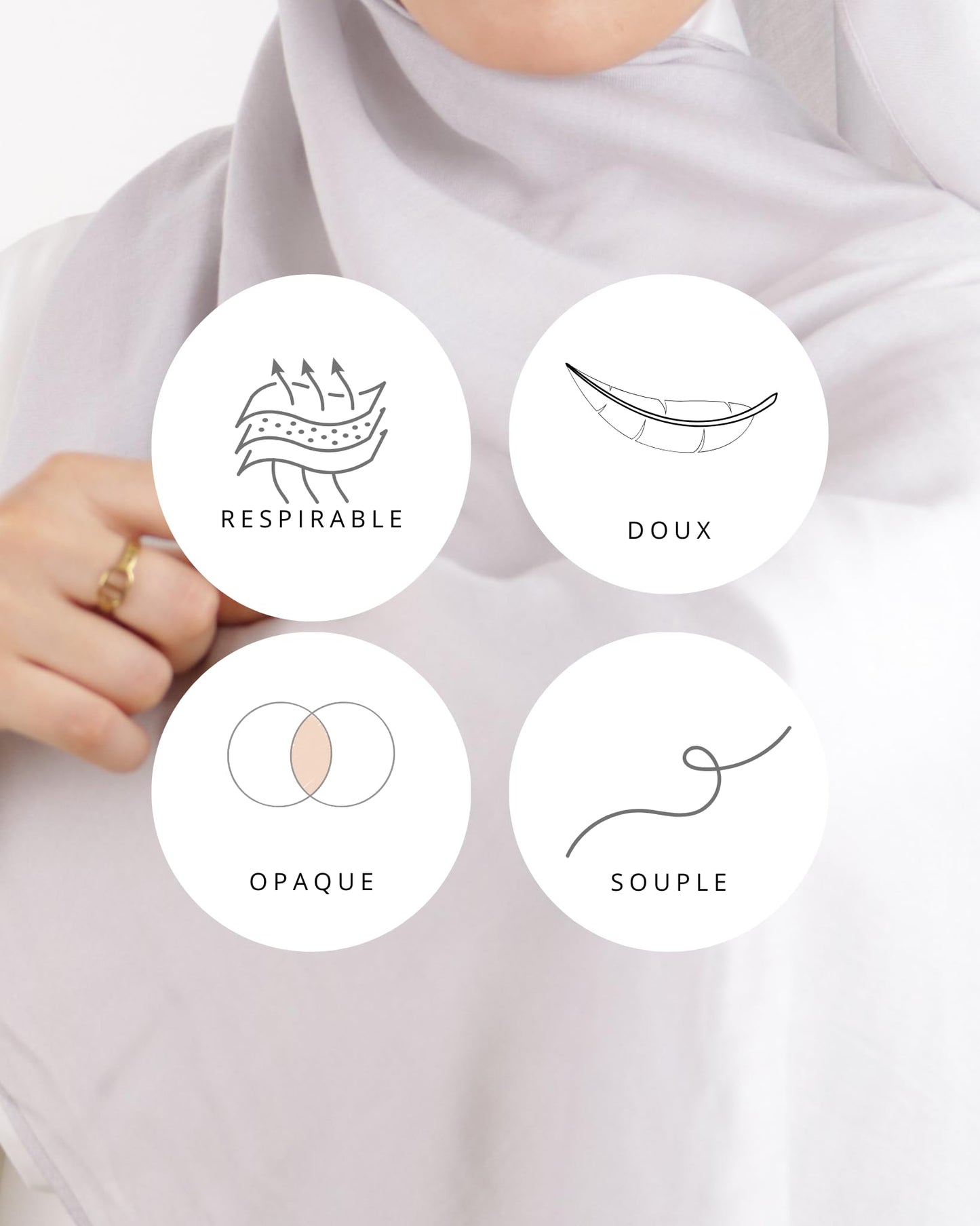 Hijab en coton Modal pour Femme musulmane Voilée - Tissu Respirant, Anti-Allergie et Confortable MDL00