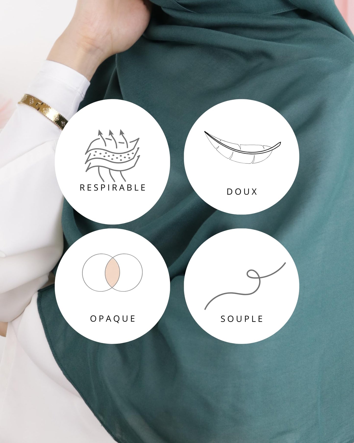 Hijab en coton Modal pour Femme musulmane Voilée - Tissu Respirant, Anti-Allergie et Confortable MDL00