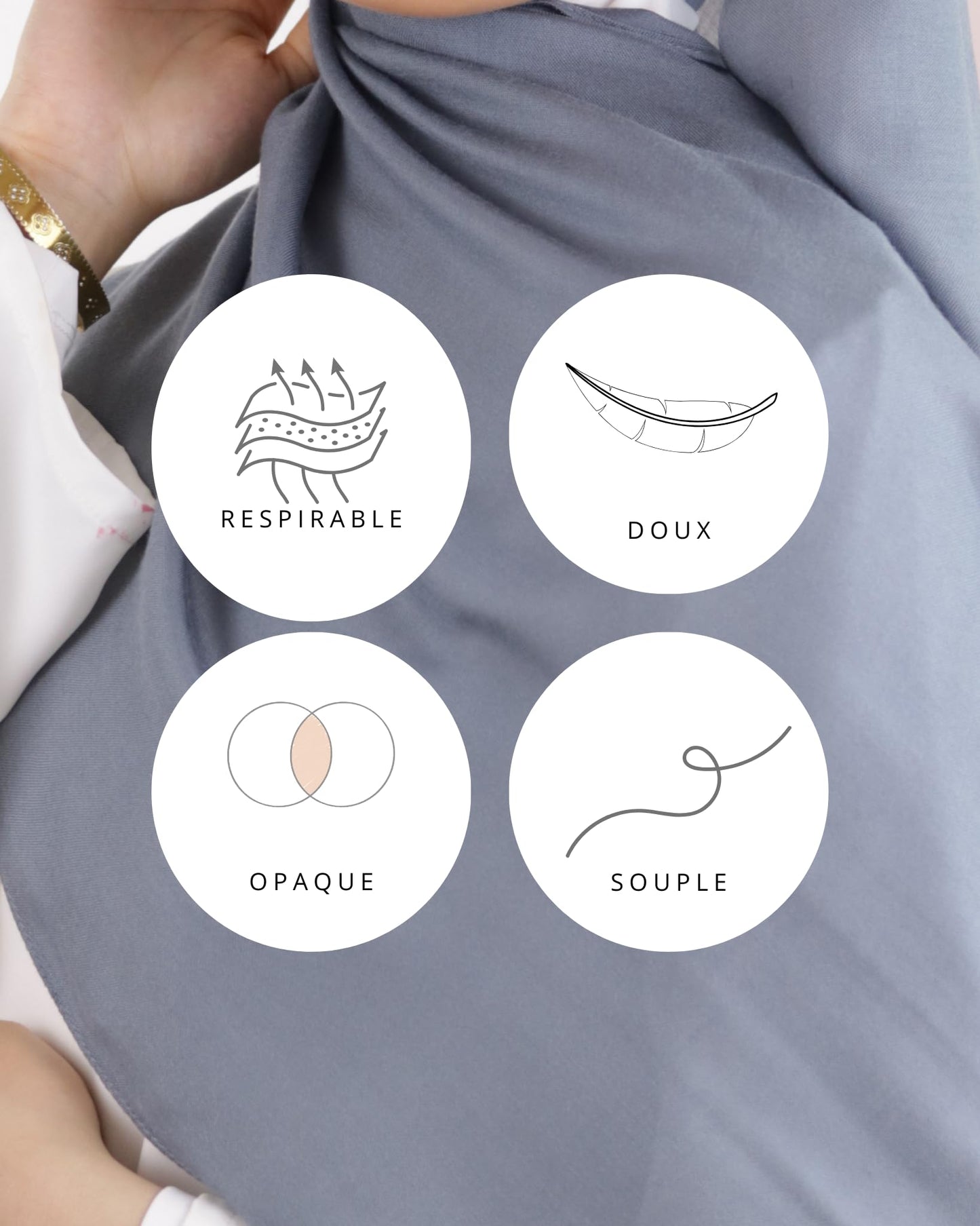 Hijab en coton Modal pour Femme musulmane Voilée - Tissu Respirant, Anti-Allergie et Confortable MDL00