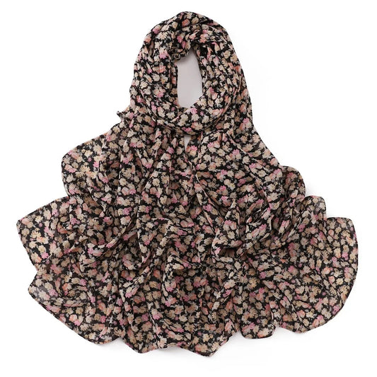 Écharpe Hijab Sarah en rayonne avec motif rayé impressionniste et chaîne texturée. https://mamizora.fr/