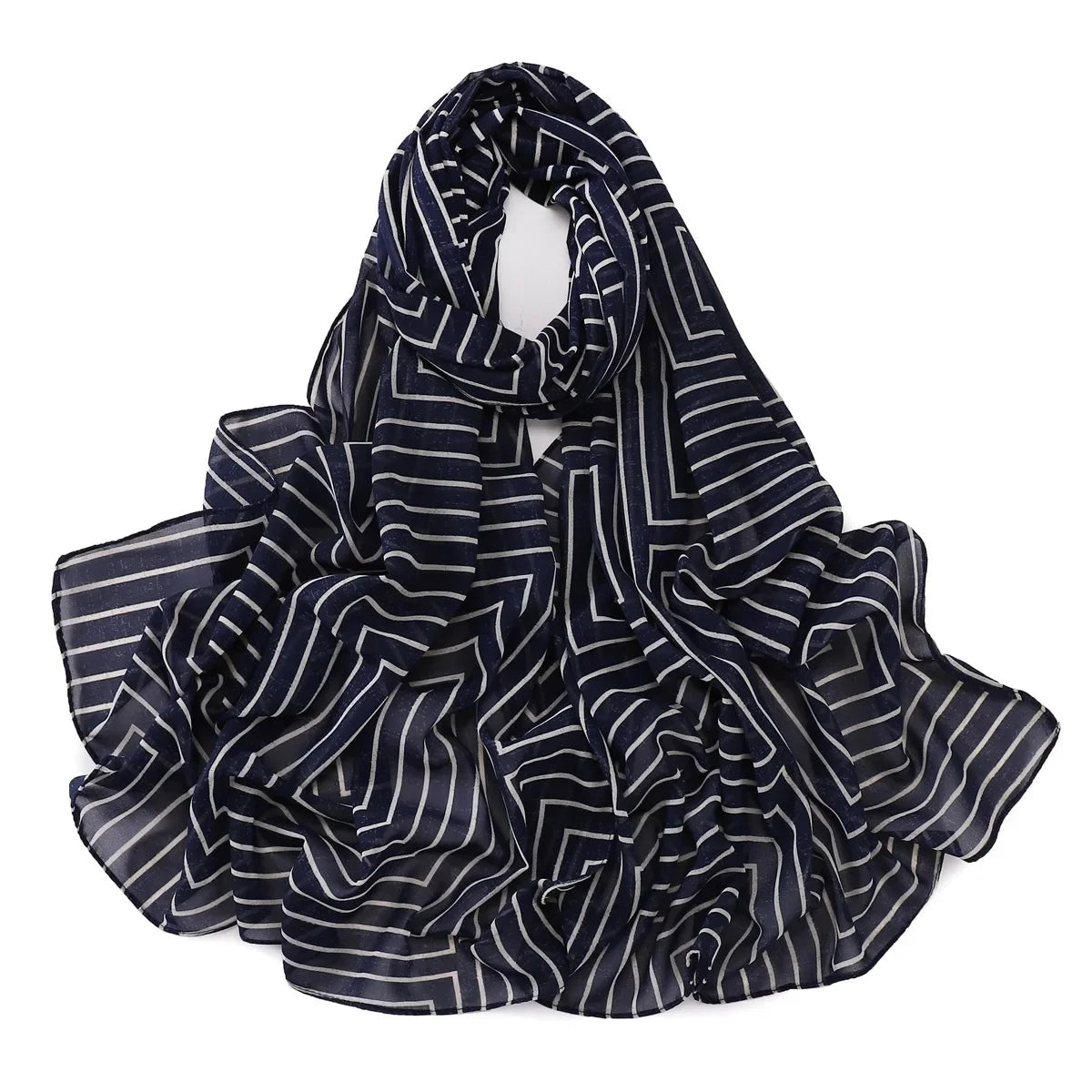 Écharpe Hijab Danaé en rayonne avec motif rayé. https://mamizora.fr/