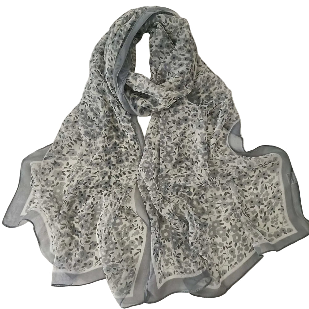 Foulard Hijab Grise en Georgette. https://mamizora.fr/